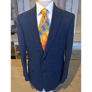 Tommy Hilfiger Mens Two Button Blazer Blue Plaid Sport Coat Jacket Size 42R